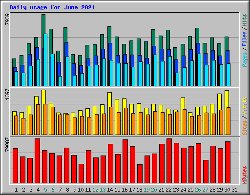 Daily usage for June 2021