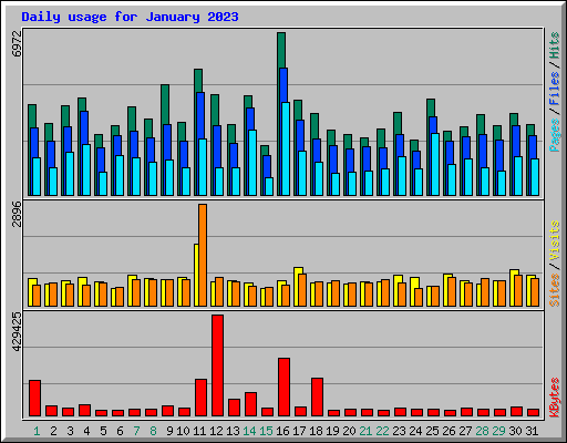 Daily usage for January 2023