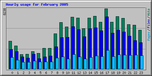 Hourly usage for February 2005