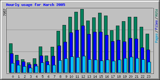 Hourly usage for March 2005